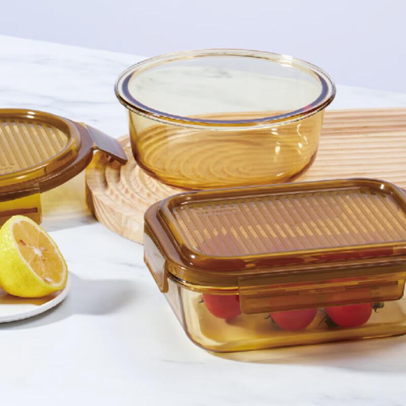 LOCK&LOCK Amber Heat-Resistant Glass Food Container Set