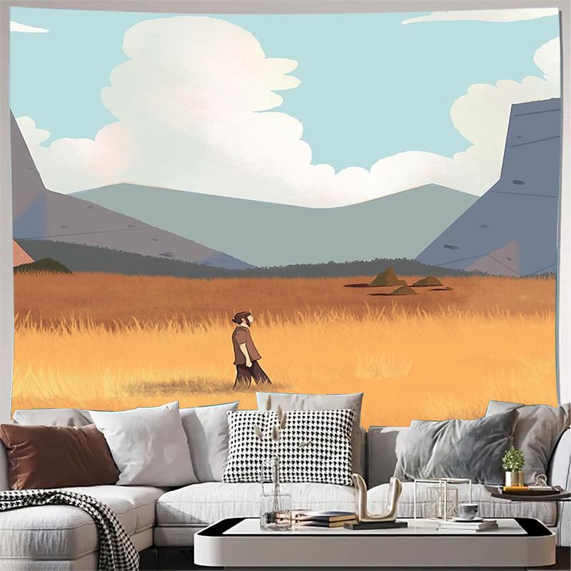 

Vintage Desert Landscape Tapestry Southwestern Wall Hanging Rustic Backdrop Boho Home Decor Tribal Art Desert Sunset Scenic Wall 74x94cm(29x37in)