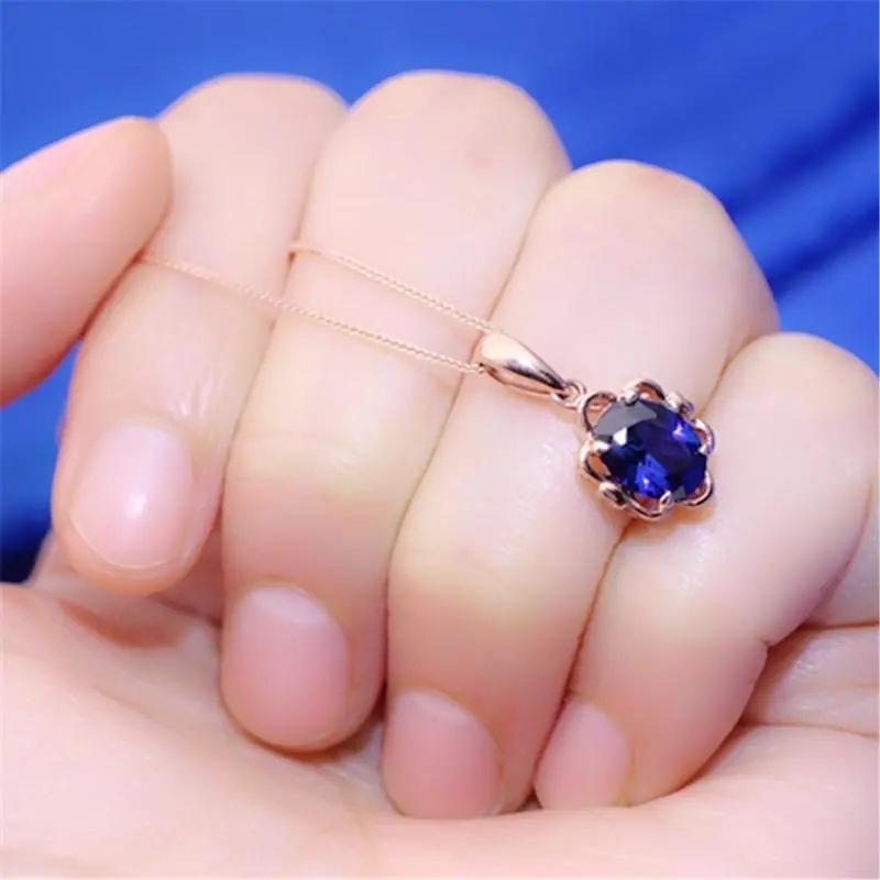 Purple Gold-Plated Rose Gold Blue Stone Egg Surface Ring Women'S Fashion Temperament Classic Luxury Colored Gold Open Ring