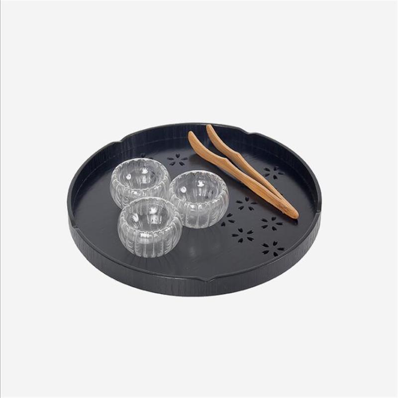 Round Cherry Solid Wood Tea Coffee Snack Food Meals Serving Tray Plate Restaurant Trays Kitchen Wood Food Fruit Disc Tea Tray