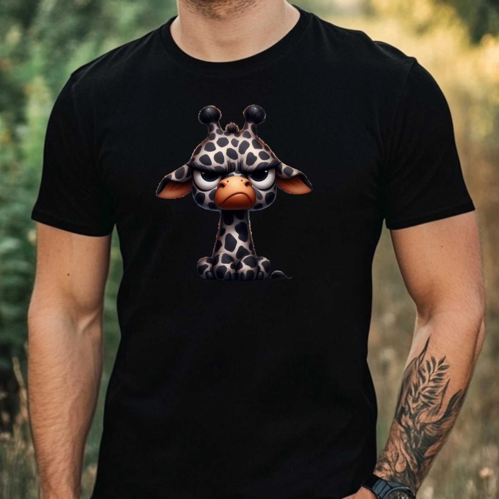 T-Shirt Herren Lustige Mürrische Giraffe Motiv Baumwolle Größe XS bis 5XL XXL