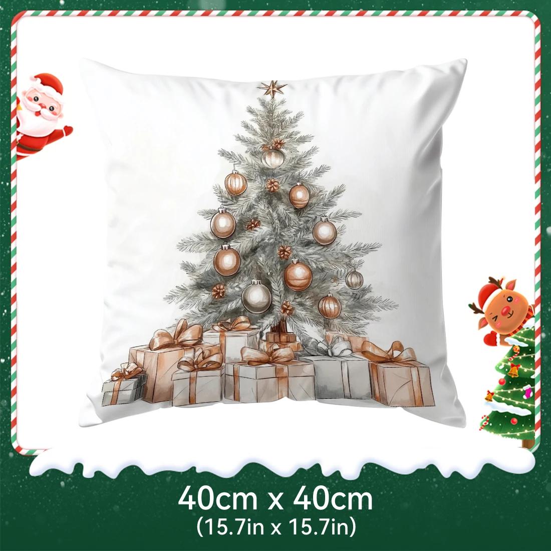 Retro Christmas series theme Cushions Pillowcase Polyester Cushion Cover Throw Pillow Pillowcover Home Car Sofa Decor 40x40cm