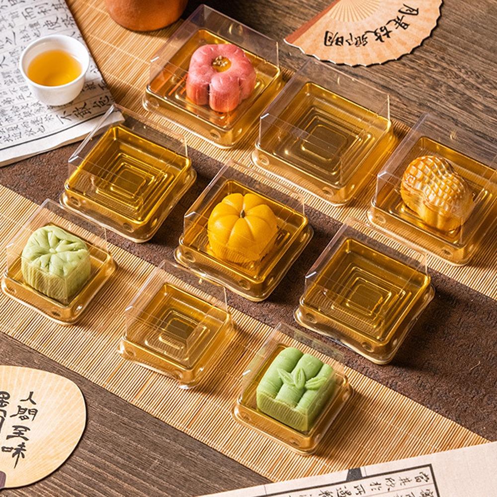 50pcs Transparent Muffin Container Box Square Shape Cookies Sealed Storage Box  Wedding