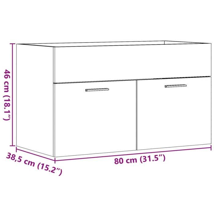 VidaXL Armoire d'évier Gris béton 80x38,5x46 cm Aggloméré, armoire de salle de bain, armoire de rangement, support de 856210