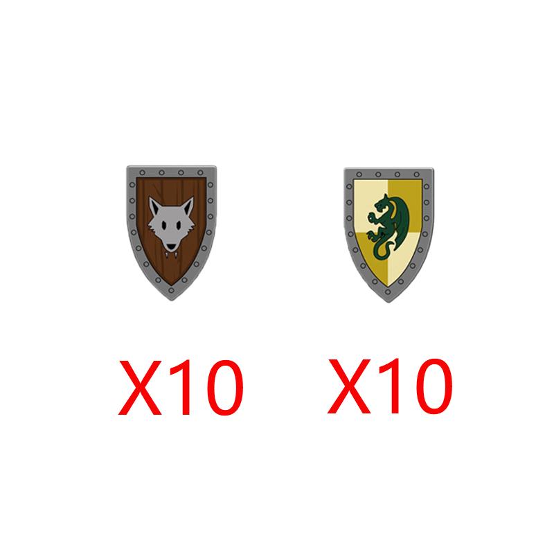 Medieval Castle Soldier Figure Equipment Building Blocks Lion Black Eagle Knight Waffen Accessories Shield Vest Cloak Brick Toys