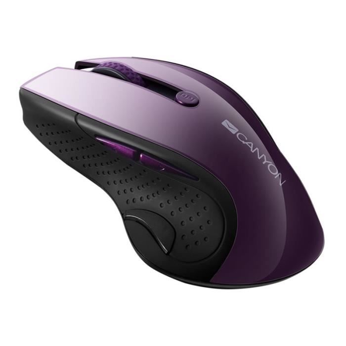 Souris sans fil - CANYON - CNS-CMSW01P - LED bleue - 6 boutons - 2.4 GHz - USB violet