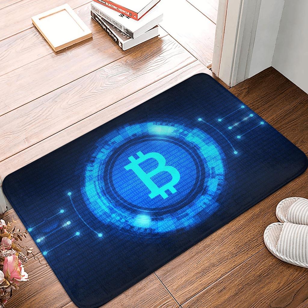 Bitcoin Cryptocurrency Crypto Digital Code Doormat Mat Anti-Slip BTC Blockchain Bath Kitchen Garage Rug Carpet 40*60cm