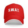 SWAT Logo Baseballkappe Schwarz und Weiß Verstellbare Mütze für Unisex und Damen Taktischer Stil Streetwear Accessoire