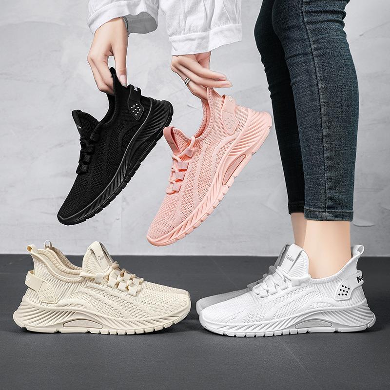 Shoes women's spring new fashion casual sports shoes wholesale large size single shoes trend flying woven women's shoes