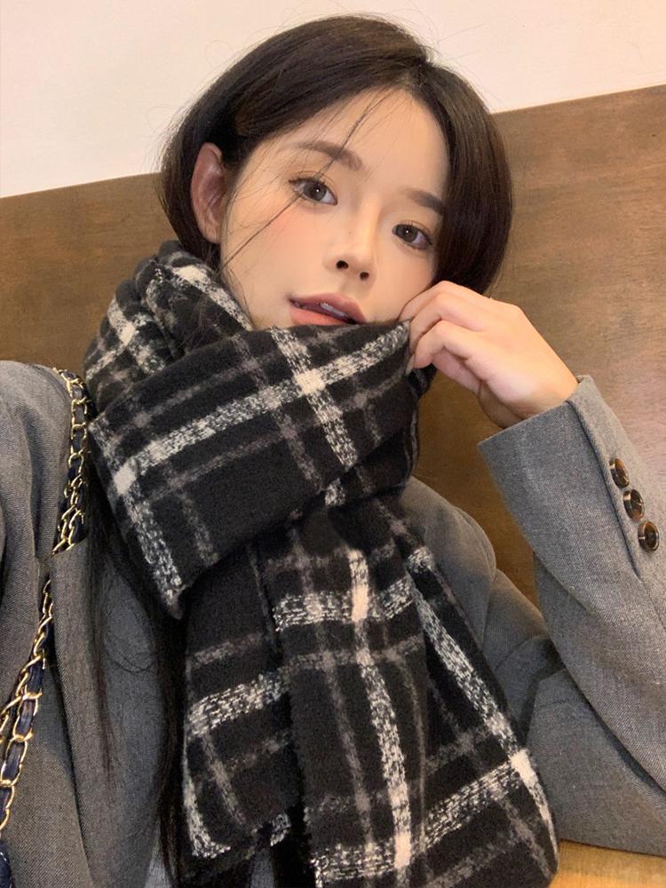 Nowy Dzianinowy Vintage Casual Szalik Chusta na Głowę Zimowy Kobiety Mężczyźni Kratka Ciepły Szalik Pashmina Mujer Kobieta Mężczyzna Okrycie Pareo Szal Unisex