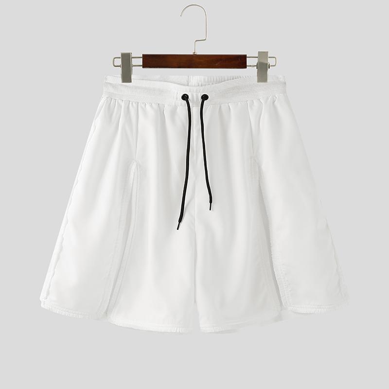 

INCERUN Мужские шорты с кулиской, эластичной талией, боковыми разрезами и кисточками, повседневные 4XL белый