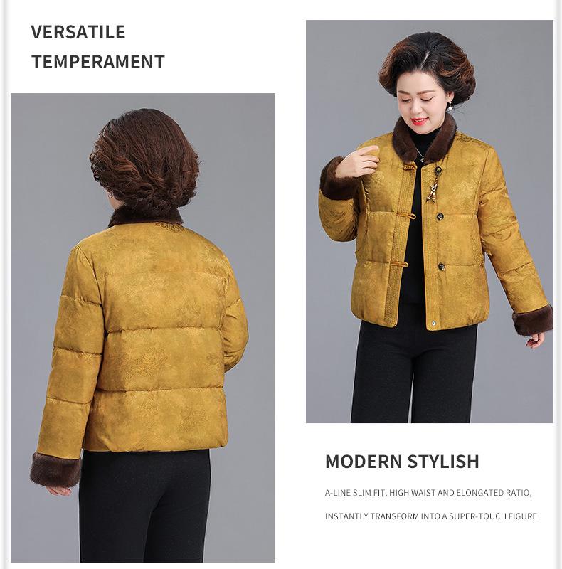 Stylish Red Down Jacket for Middle-Aged and Elderly Women - Thickened Winter Coat