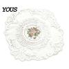 Soft Macaron Color Tableware Retro Oval Lace Doily, Embroidered Rose Placemat, Elegant Floral Table Washable Linens Mat, Decorative Doilies for Dining