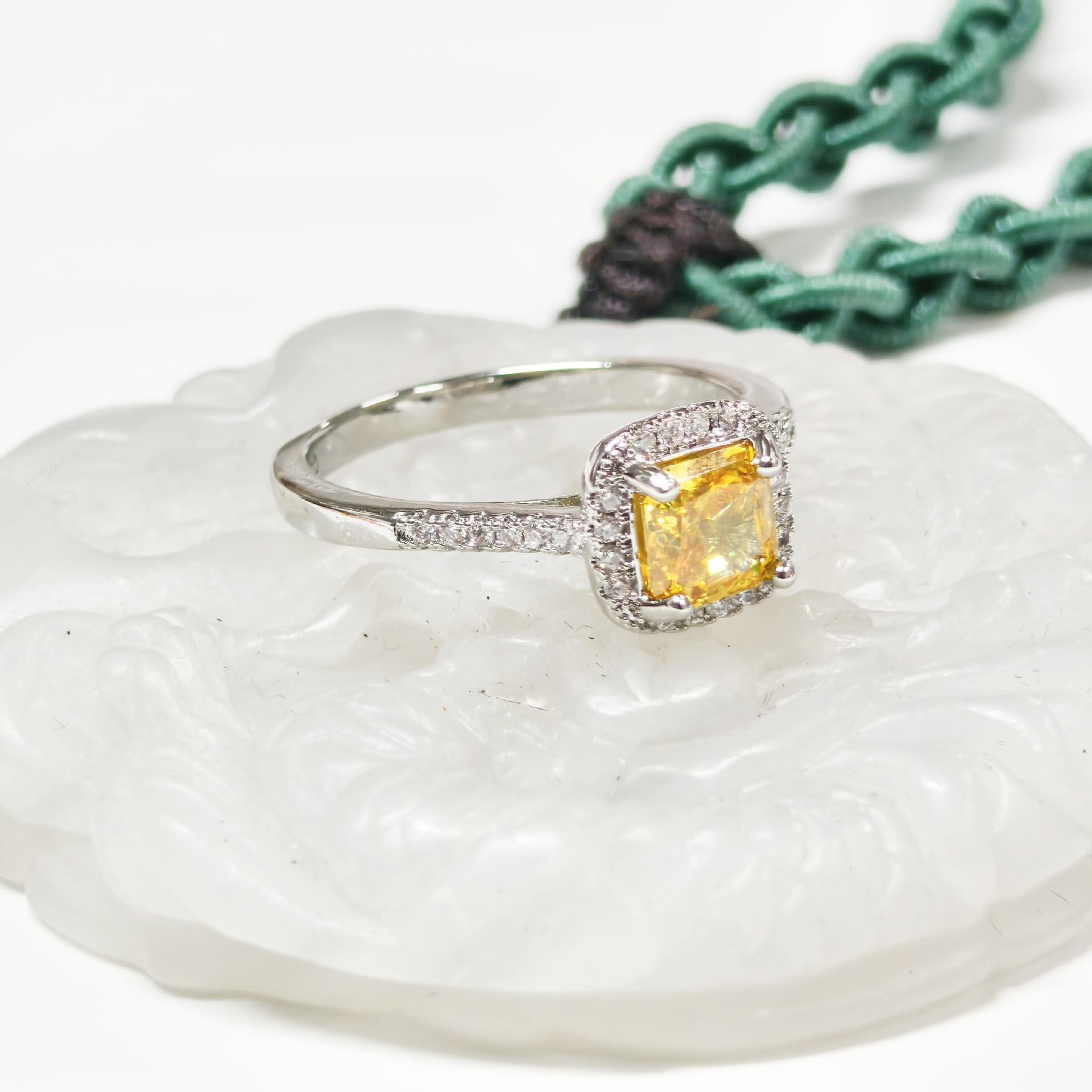 Gessen Jewelry Цветное Роскошное Универсальное Кольцо с Квадратным Дизайном Полностью Покрытое Алмазами Size 5 (Weight 80-90)