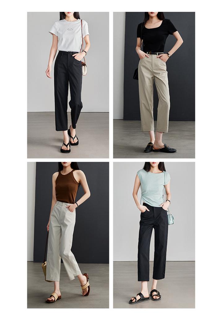 Leg slit thin casual pants for women, 2026 summer fashion, loose and versatile, slimming straight leg pants