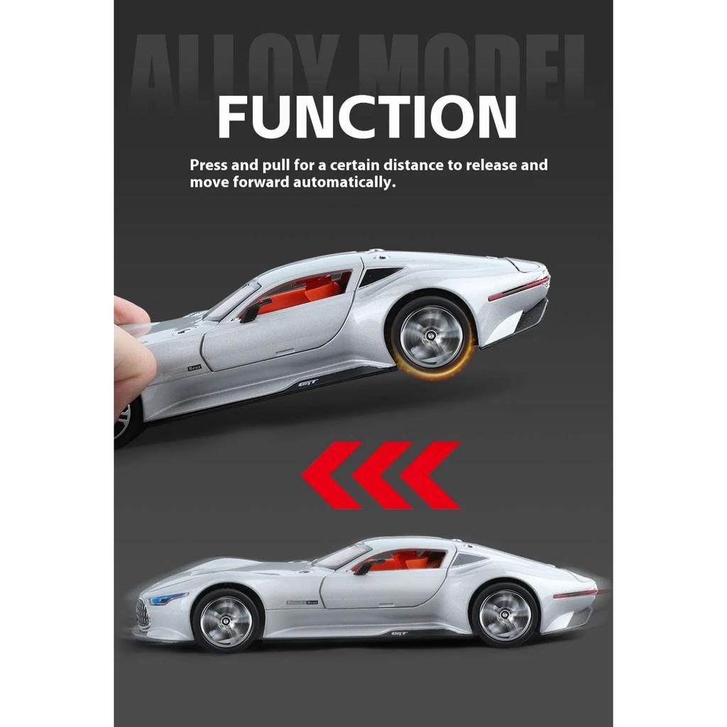 1/24 Benz AMG Alloy Model Car with Sound and Light Feedback Sports Car Model Table Decoration Suitable for Boys As A Gift