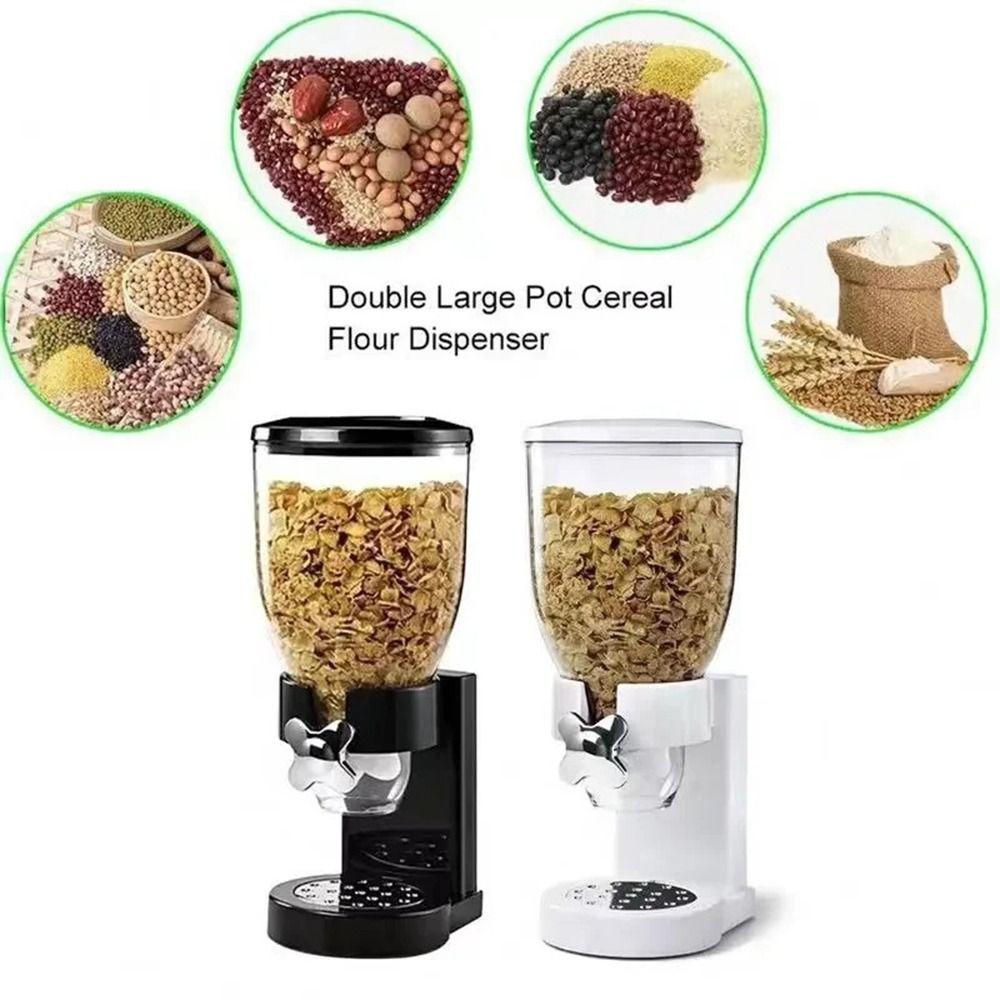 Dual Control Dry Food Dispenser Twin Cylinder Jars Food Storage Dispenser Creative Oat Barrel