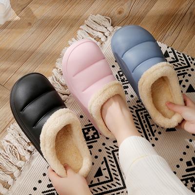 Slipper for Women Men Winter Plush Keep Warm Flat Home Shoes Soft Comfort Female Shoes EVA Candy Color Cotton Slippers 36-45
