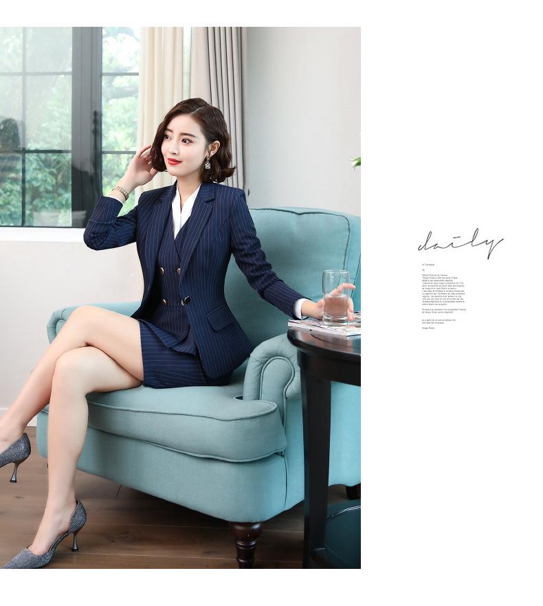 2025 Stylish Luxury Striped Suit Set: Slimming Professional Aviation & Rail Crew Uniform
