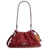 Shoulder Bag Faye 26 Detachable Strap Drawstring Magnetic Buckle Closure Selected Denim and Cowhide and Smooth Leather Medium Women's Red