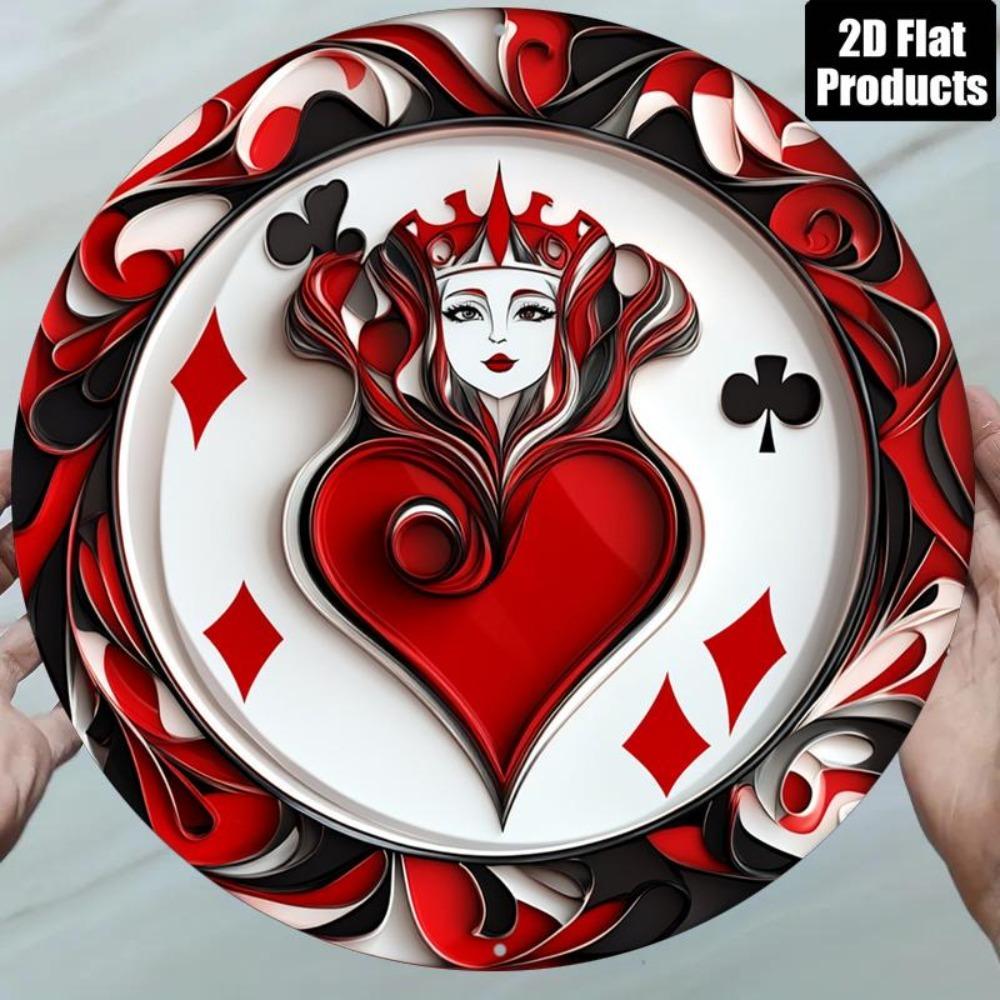 Retro Poker Metal Sign X Inch D Flat Aluminum Wall Art HighDefinition Decorative Tin Sign for Home Office