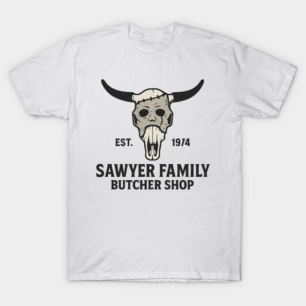 

Men Black Print T-shirt Sawyer Family Butcher Shop — Est. 1974 No-Cut Transfer Paper Print Cotton Tshirt - Men s Summer Cotto... 5XL різнокольоровий