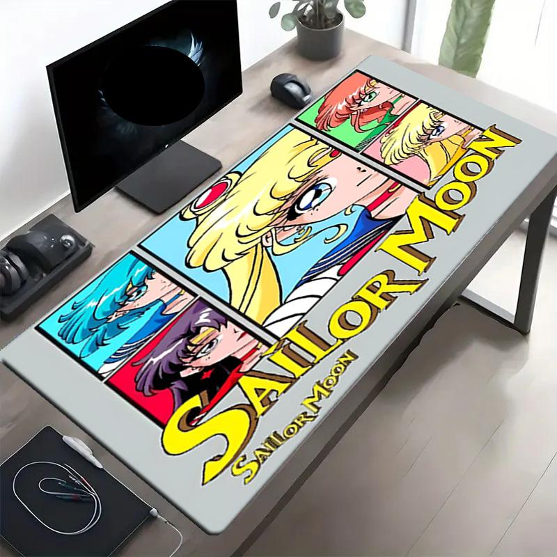 Sailor Moon Print Mouse Pad, Anti‑Slip Desktop keyboard Mat, for PC Laptop Gaming Working Daily Use, Cool Festival Surprise Gift