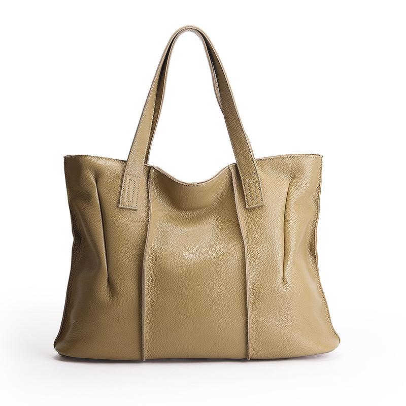 First layer cowhide large-capacity portable tote bag, high-end sense versatile fashion women's genuine leather shoulder bag