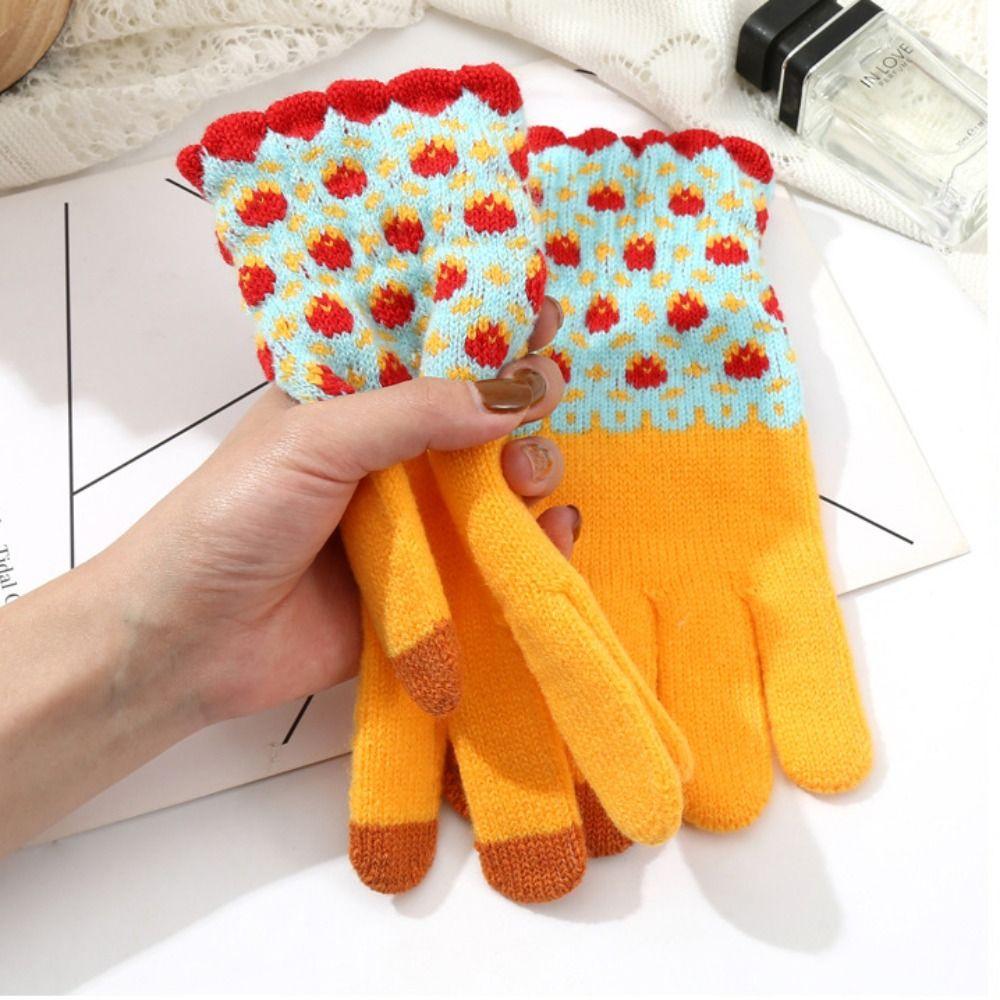 Touch Screen Warm Gloves Thickened Skiing Gloves Warm Full Finger Mittens Winter