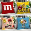 Food M&M'S Cushion Cover Cushion Cover Set 4Pcs 50X50 45X45 40X40 Pillowcase Decorative Sofa Home Decor