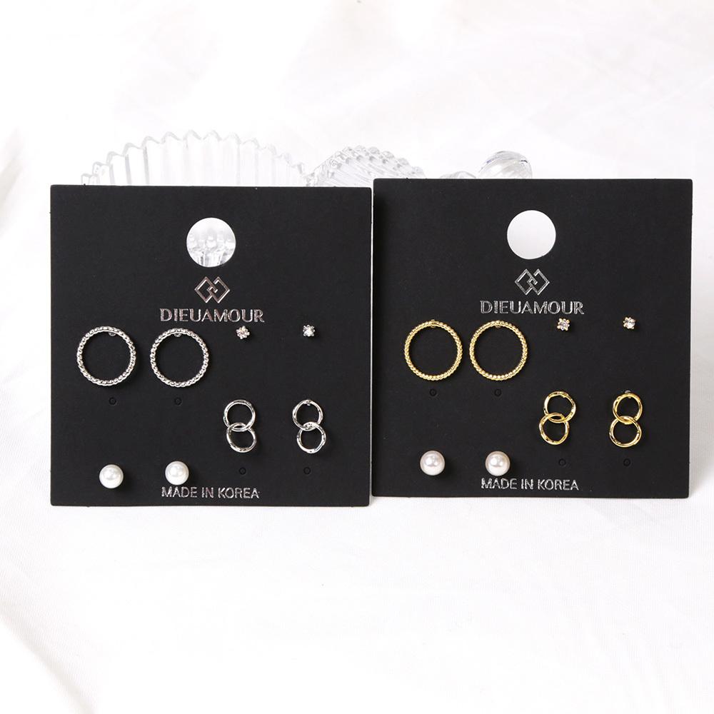 Dieuamour [8Pack] Round Cubic Pearl Daily Earring Set