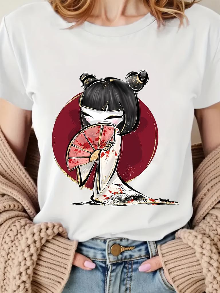 Summer Women's T Shirt Streetwear Anime Japanese Cartoon Character Graphic Men Tee Oversized Novelty Vintage Casual Trendy Top