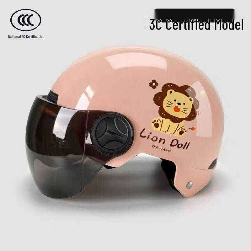 Women s Winter Cartoon Cat Electric Scooter Safety Helmet - All Seasons, Cute, Certified Half Helmet Long UV Protection (UV Resistant)