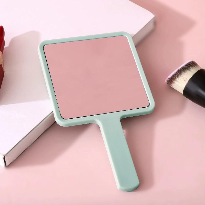 Portable Handheld Square Makeup Mirror with Salon-Quality Handle and Logo