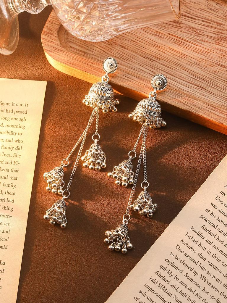 Bohemian Bells Long Fringed Chain Earrings Retro Ethnic Style Earrings High-End Earrings