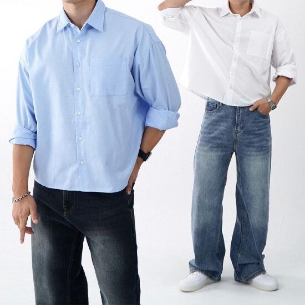 Onl Men Crop Shirt Sky Blue Oxford