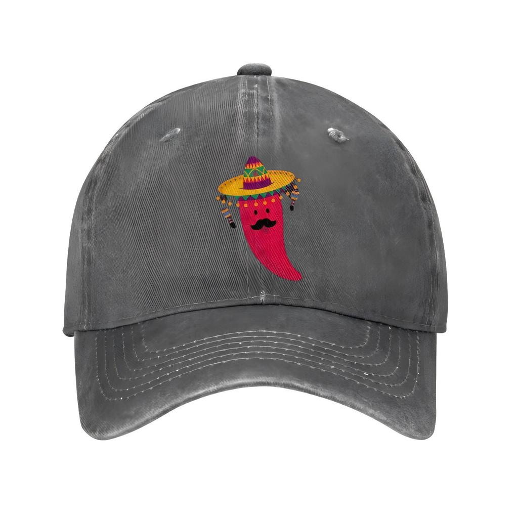 Chili Pepper Sombrero Baseball Cap Embroidered Adjustable Polyester Casual Sports Hat for Adults
