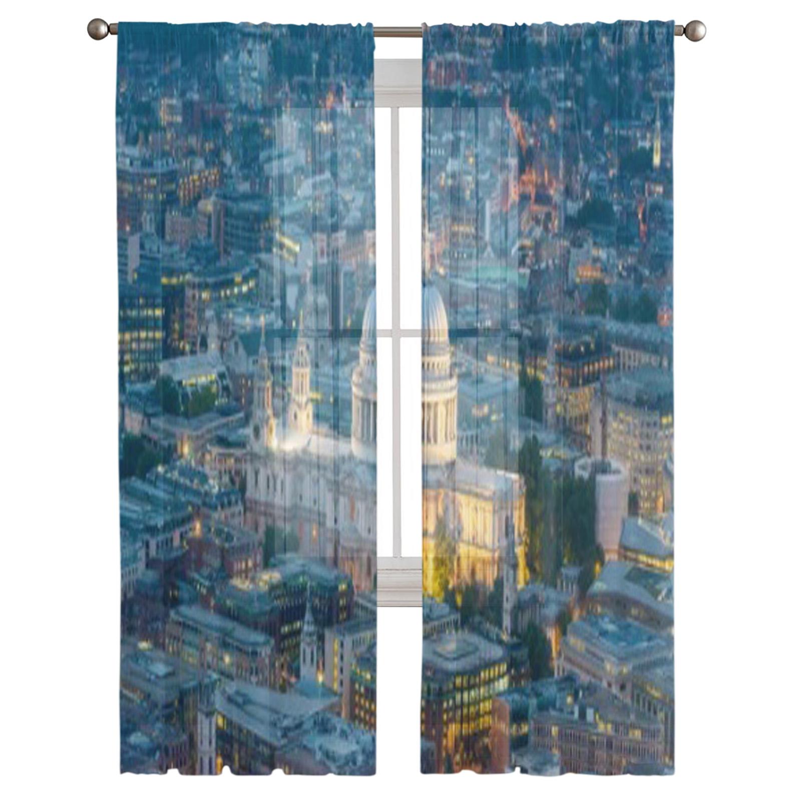 Собор Святого Павла в Лондоне Роскошные шифоновые прозрачные шторы для гостиной — фото 2