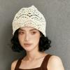 Knitted hollow crochet hats stacked cold hats women's autumn and winter western Sichuan tourism big head circumference showing face small bag head hat