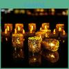 Elegant Set Of 12 Led Electronic Candles With Pvc Hollow Pattern For Weddings And Parties