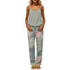 Women's Sleeveless Backless Top and Elastic Waist Pants Set, Color Loungewear