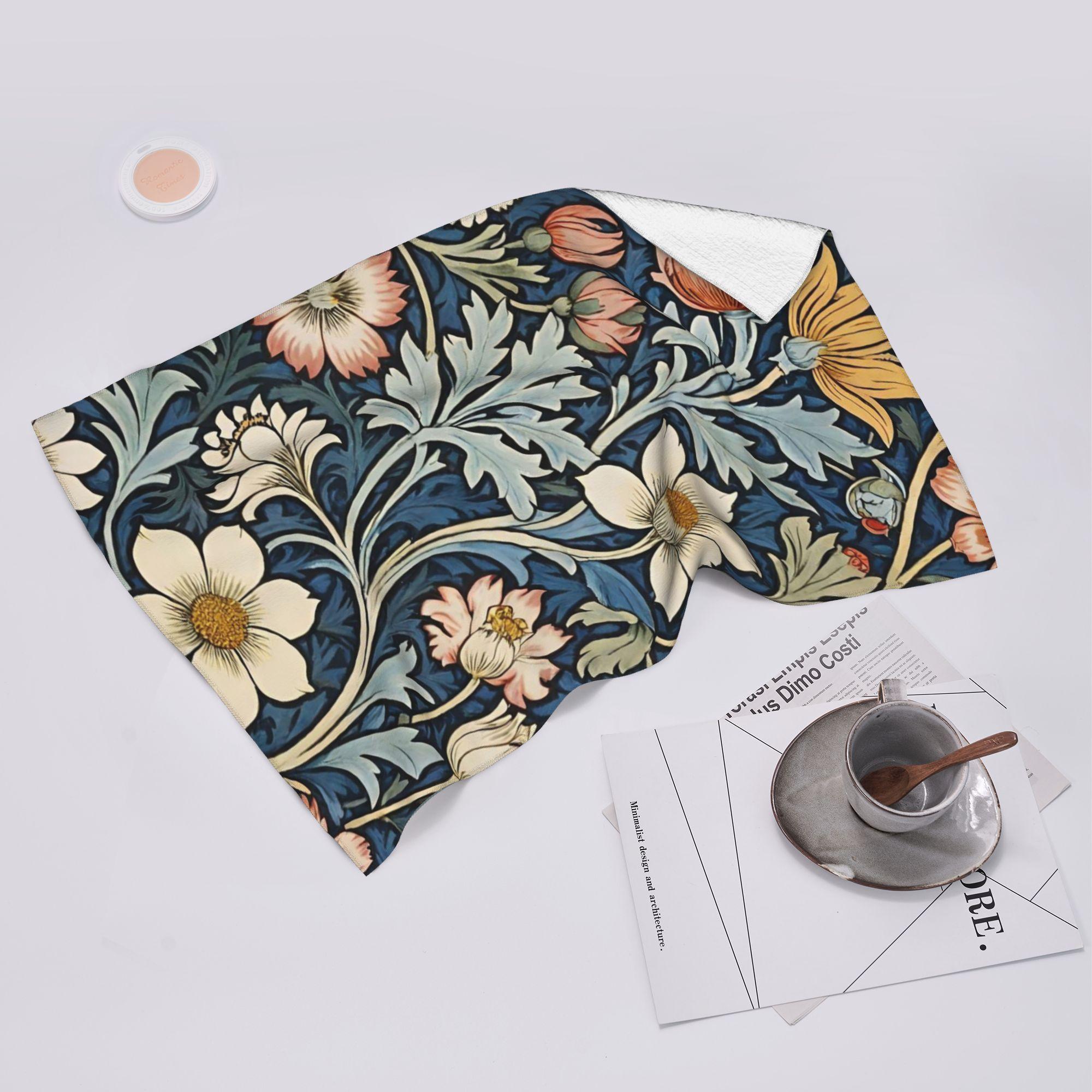 Ka Chen Muxi White Framed William Morris Botanical Bliss Soft Face Towel Quick Dry Pool Bath Cotton Towels Absorbent Quick
