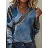 Vintage Women's T-Shirt Graphic Paisley Elegant Fashion Tee Long Sleeve T-shirts V-Neck Regular Tops Pullover Fall Winter
