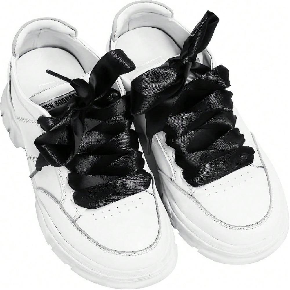 1 Pair Flat Satin Ribbon Shoelaces Colorful Silk Shoestrings Wide Shoe Laces for Sneakers Skate Shoes Boots Sport Shoes Y2K Summer Daily Wear