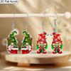 Christmas Gift Acrylic Women's Fashion Drop Earrings, Cute Take A Gift Gnome Shape Design Earrings Jewelry for Holiday Party Wear