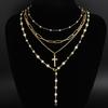 [HF]#1Pc Bohemian Flower Pendant Tassel Necklace Set For Women Y-Shaped Long Chain Necklace Personalized Trendy Accessory