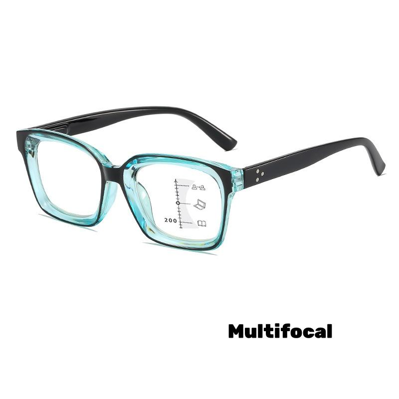 Pochromic Multifocal Reading Glasses for Women Men Suqare Frame Progressive Presbyopia Glasses Ultralight Anti-UV Presbyopia