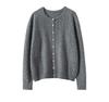 Women's Pure Cashmere Cardigan - Round Neck, Solid Color, Loose Fit, Long Sleeve Knit Sweater