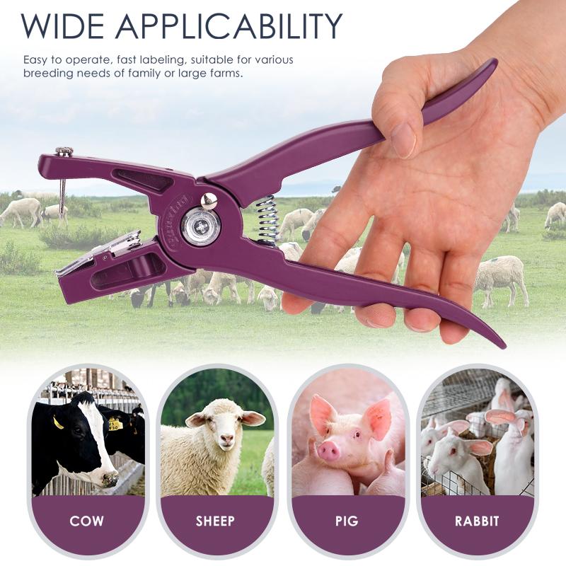 New Alloy Pig Cattle Sheep Ear Tag Installation Plier 1Pc Animal Ear Tag Pliers with 100pc Ear Tag Ear Tag Installation Plier