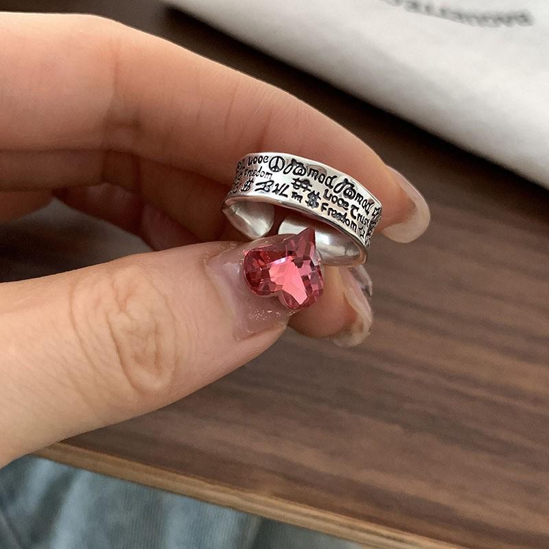 925 Sterling Silver Retro Hollow Heart Ring - Elegant, High-End, Fashionable, Open Design for Women